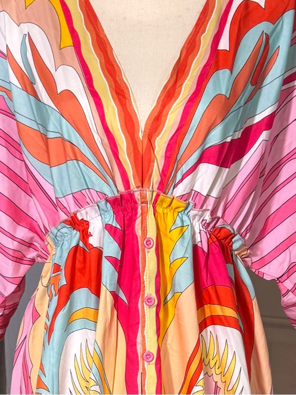 Luxedress Vibrant Pink Multicolor Maxi Kimono Dress PRICE DROP ⭐️ - Picture 4 of 6
